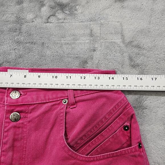 Vintage 90s Denim Republic Shorts Womens 11/12 Pink High Rise Double Button - Picture 8 of 12